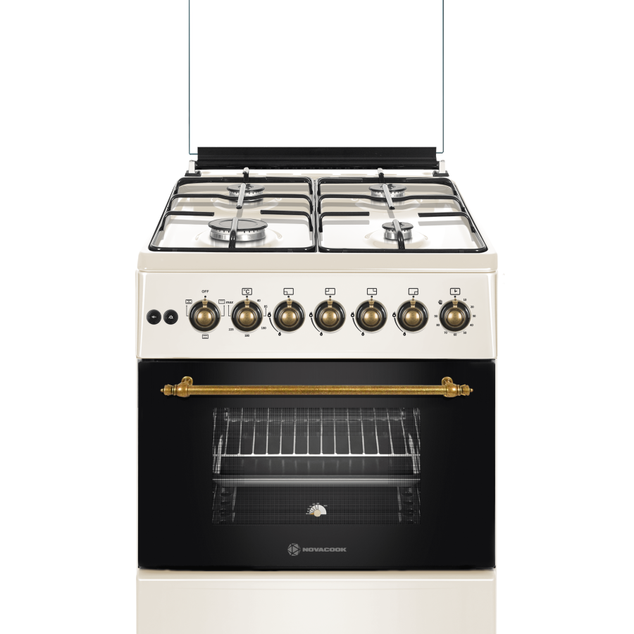 NOVACOOK F6B40 RETRO BÉZS GÁZ-ELEKTROMOS TŰZHELY 57X58 cm