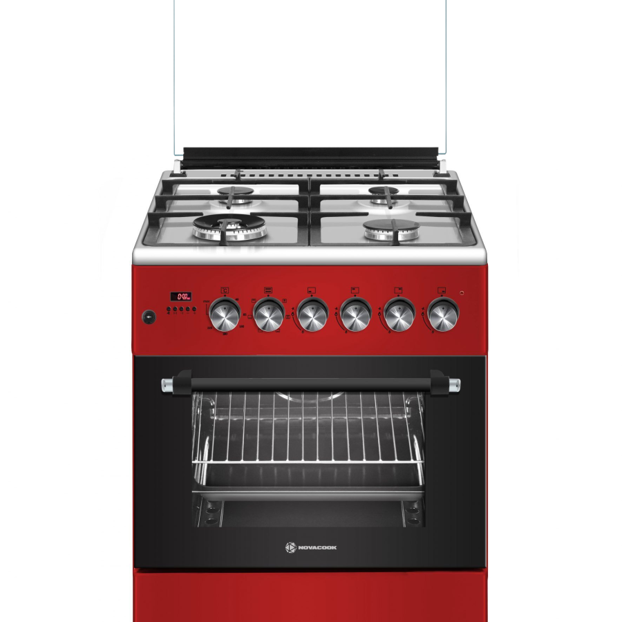 NOVACOOK F6TS40-RD MEGGYPIROS EXCLUSIVE LINE 60 GÁZ-ELEKTROMOS TŰZHELY 60X60 cm